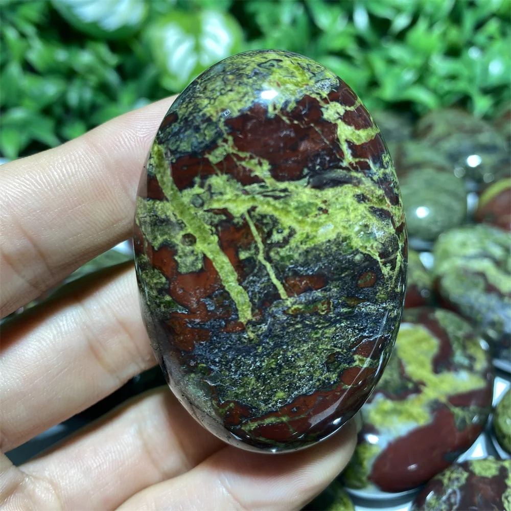 Natural Dragon Blood Stone Crystal Spiritual Energy  Healing Mineral Palm Gemstones Home Craft Decoration Gifts 40*60mm
