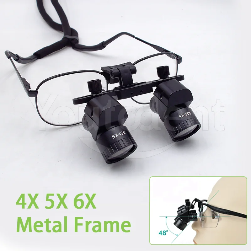 Dental Ophthalmology Otolaryngology Equipment 4-6X Loupes Without LED Light Ergonomic Magnifying Glass with Adjustable Diopter