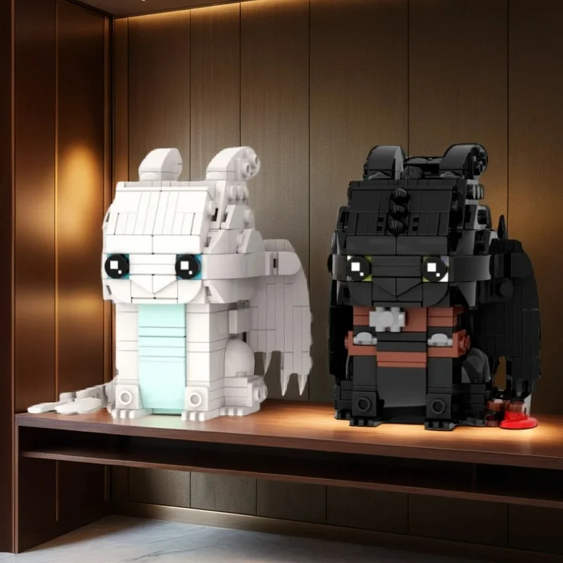 553pcs MOC Toothless Light Fury Brick Figure How Train Your Dragon Technical Vehicle Engineering Model Building Blocks Toy Gift