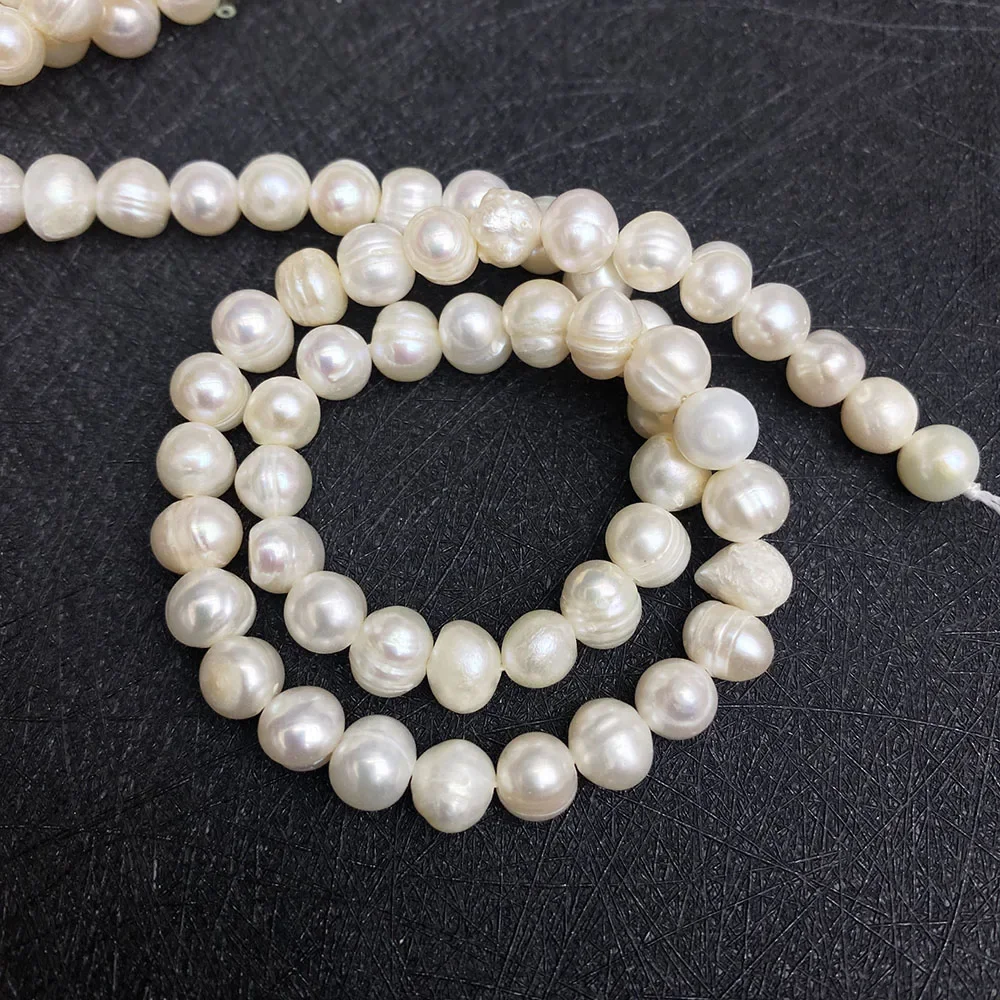1 Strands Nearly Round Natural Freshwater Pearl Loose Beads Strand 2-10 Mm Size DIY Making Necklace Bracelet Earrings Accessions