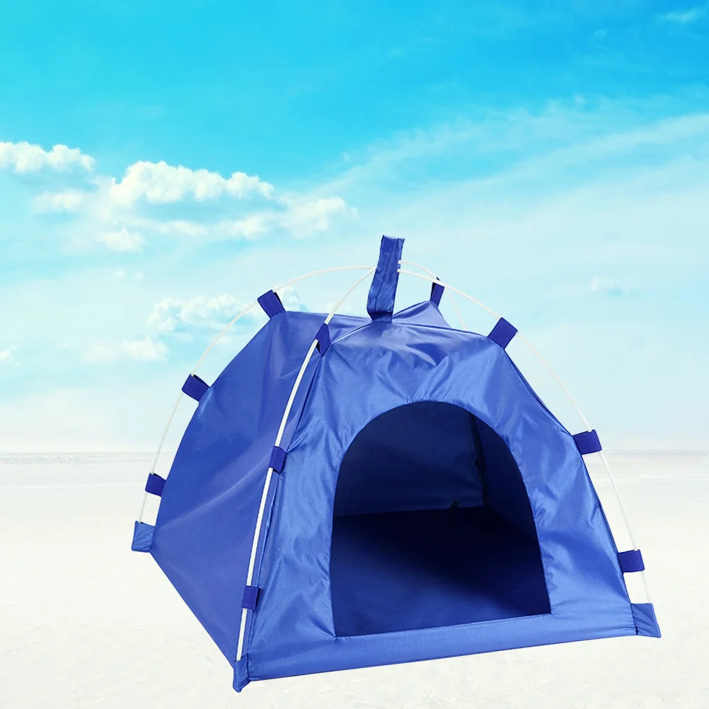 

Pet Tent Waterproof Oxford Cloth Detachable Fiber Rod Foldable Lightweight Outdoor Dog Cat Sleeping Bed Travel Supplies Blue