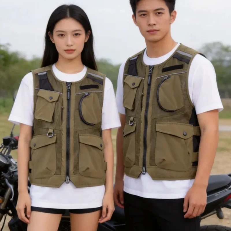 VND Summer Multi-Pocket Motorcycle Vest Men Woman CE Protective Pads Anti-Fall Touring Reflective Riding Gear Moto Vest M-3XL
