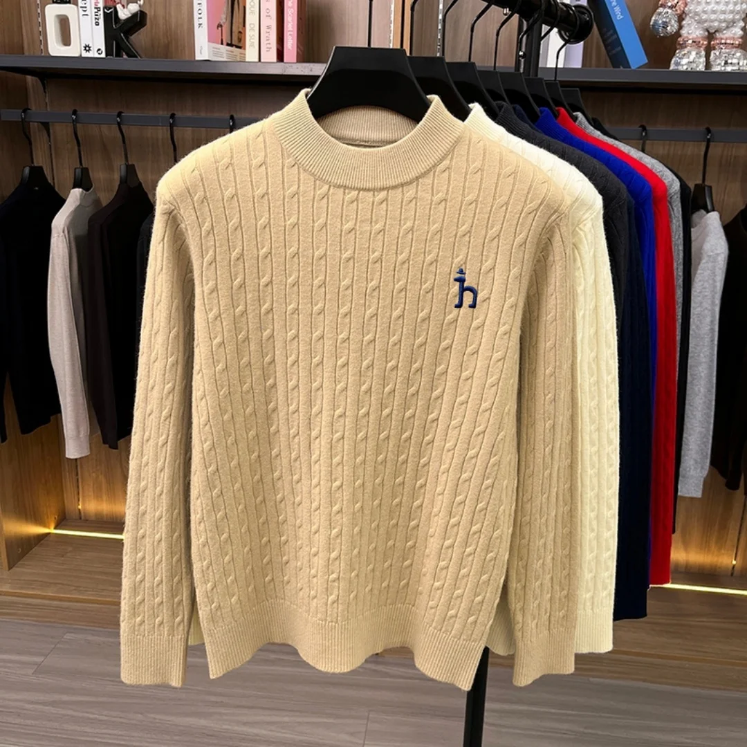 Fashion Brand's New Winter Velvet Warm and Comfortable Pullover Men's Clothing Original Puppy embroidery Korean Version Sweater
