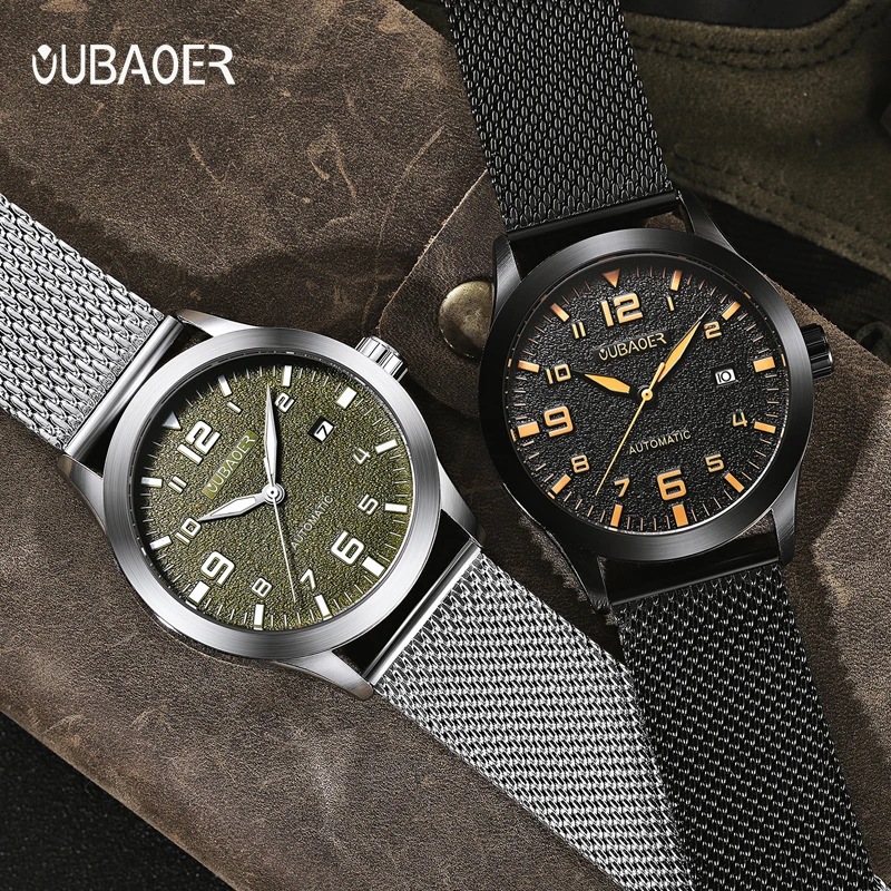 OUBAOER Top Original Brand Men's Watch Automatic Mechanical Watch Stainless Steel Waterproof Business Mechanical Watch