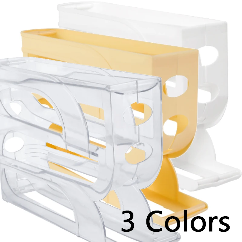 

3/4 Layer Egg Tray Refrigerator Side Large Capacity Space Saving For Kitchen Eggs Storage Household Automatic Rolling