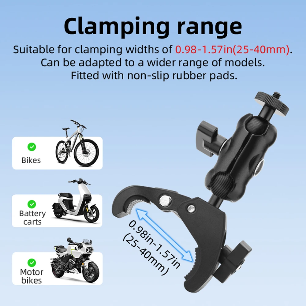 BRDRC Bike Motorcycle Handlebar Mounts for Insta360 X6 Camera Clamp 360° Ball Metal Bracket Cycling Photography Accessories