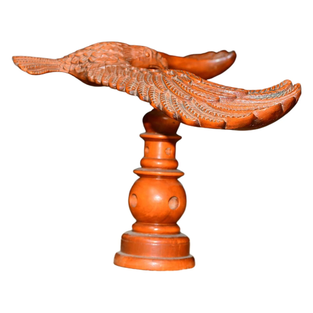 Sculpture en bois vintage Aigle équilibré en buis sculpté, figurine Feng Shui Oiseau du Succès, Symbole de Stabilité, Ambition, Persévérance, Vision
