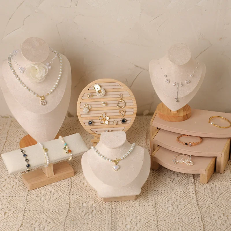 

1 шт., деревянная стойка для ювелирных изделий, кулон, ожерелье, браслет, серьги, кольцо, подставка для хранения, держатель, счетчик, витрина для ювелирных изделий, органайзеры
