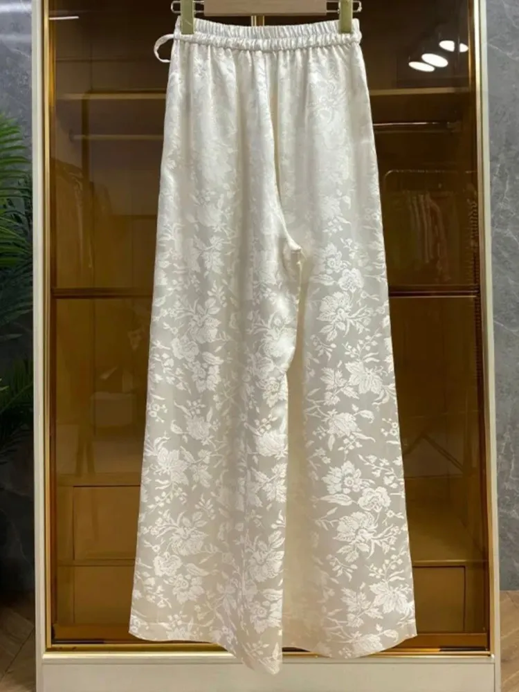 2025 Spring and Summer New Chinese Style Velvet Pants Loose Straight Leg Wide Leg Casual Pants