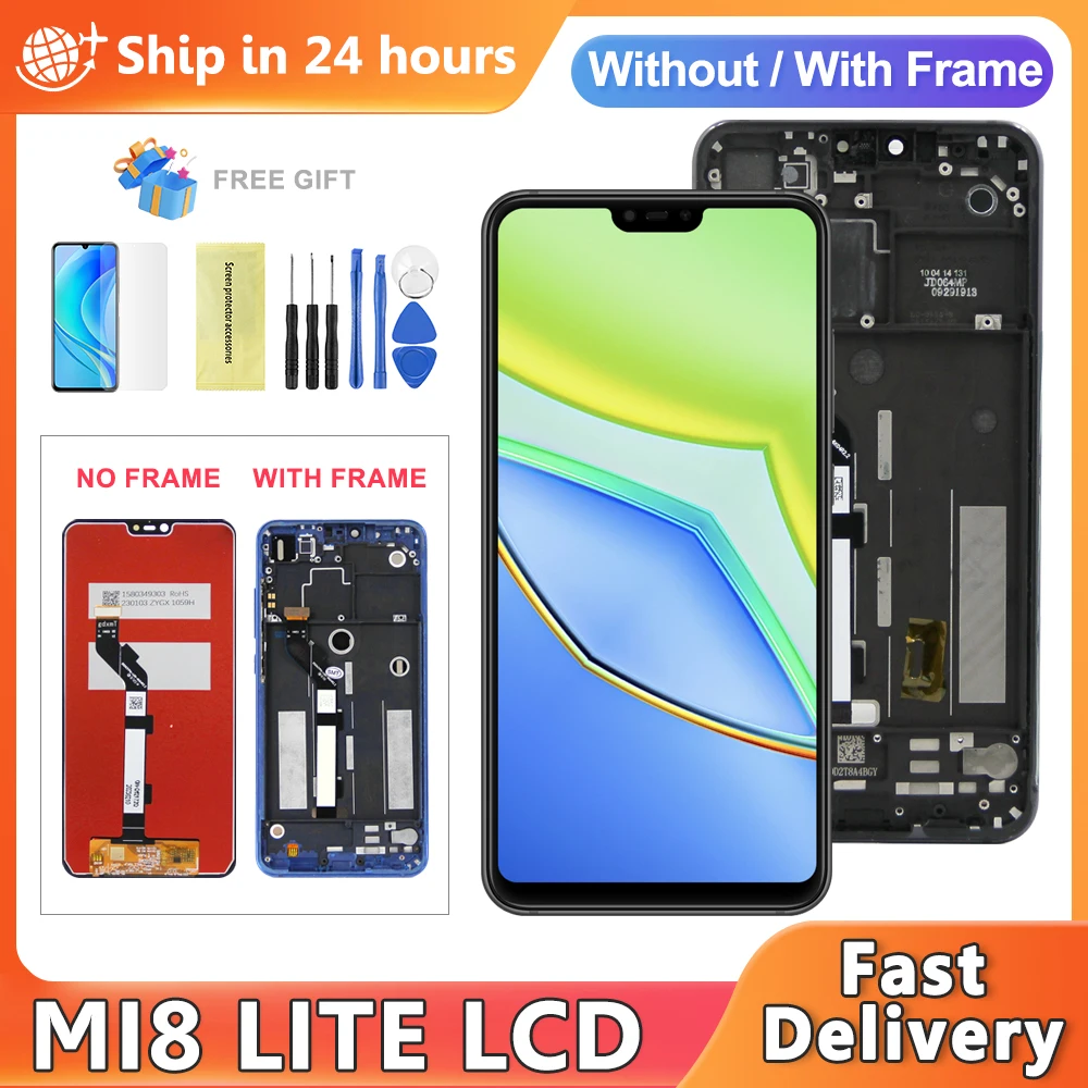 AMOELD For Xiaomi Mi 8 Lite M1808D2TG LCD Display Touch Screen Digitizer Assembly for Xiaomi Mi 8 Lite Screen Replacement