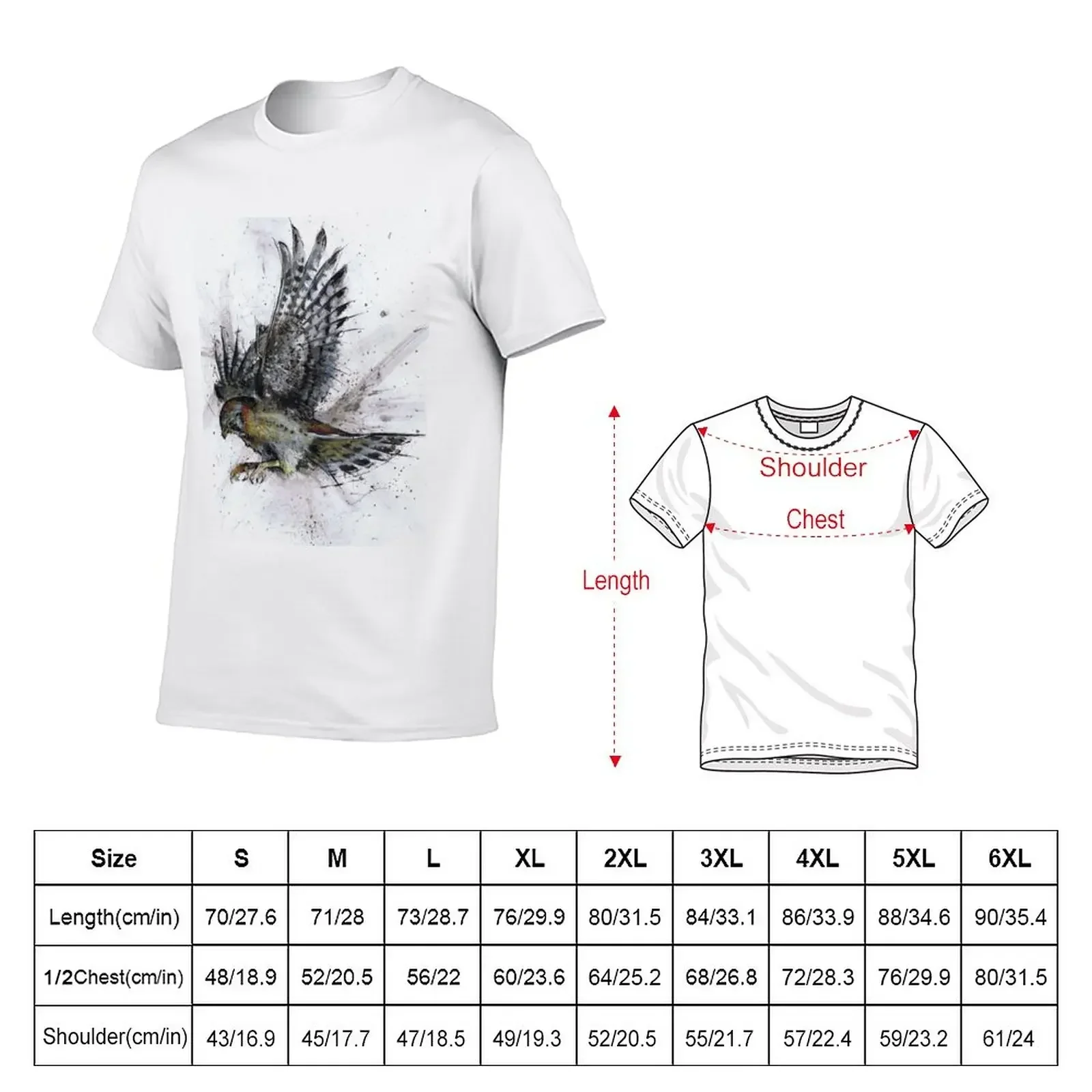 American kestrel Watercolor Illustration T-Shirt graphics plus sizes kawaii clothes T-shirt men