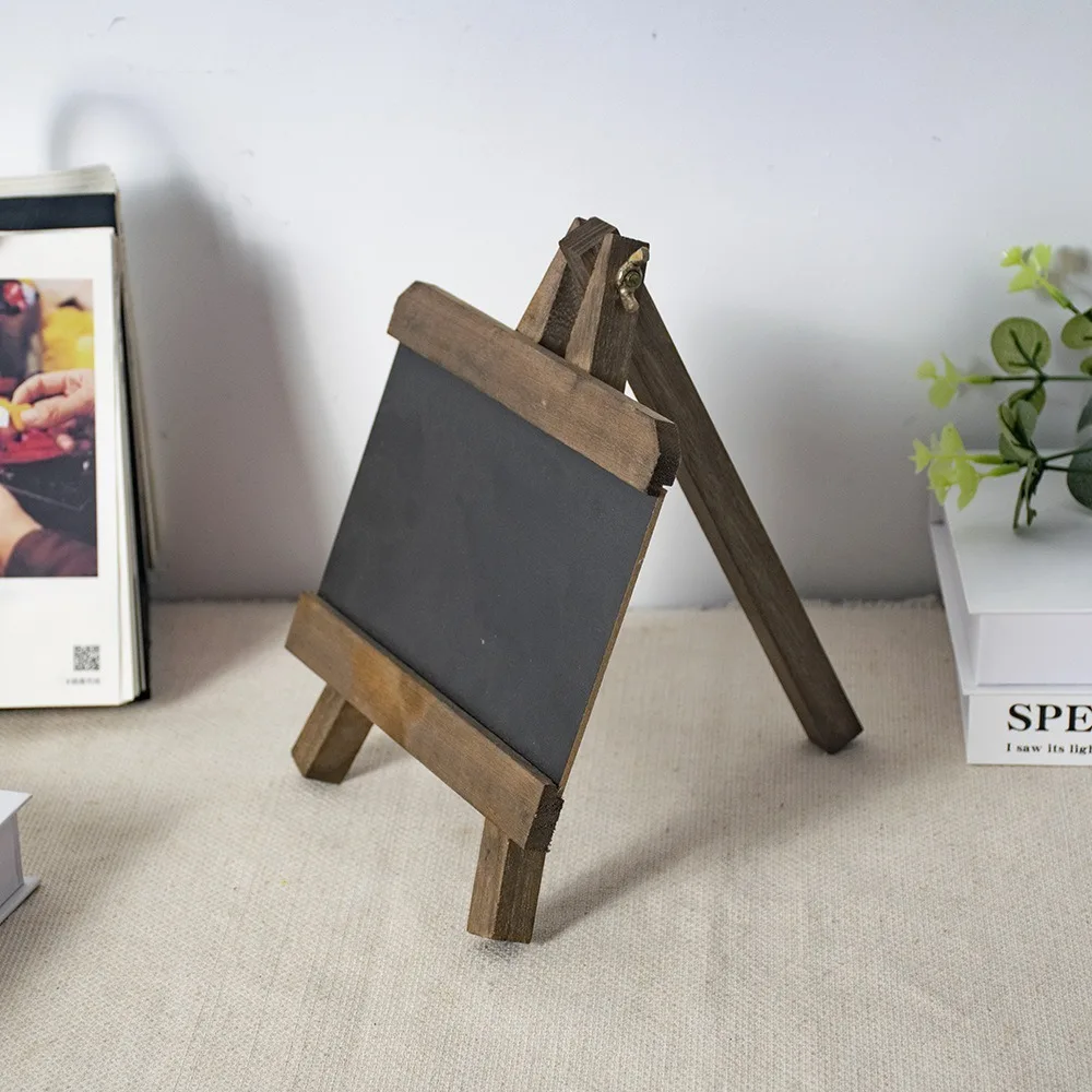 Mini Retro Bar Chalkboard Nordic Style Multi-Function Desktop Memo Board Collapsible Writing Board Small Wooden Blackboard