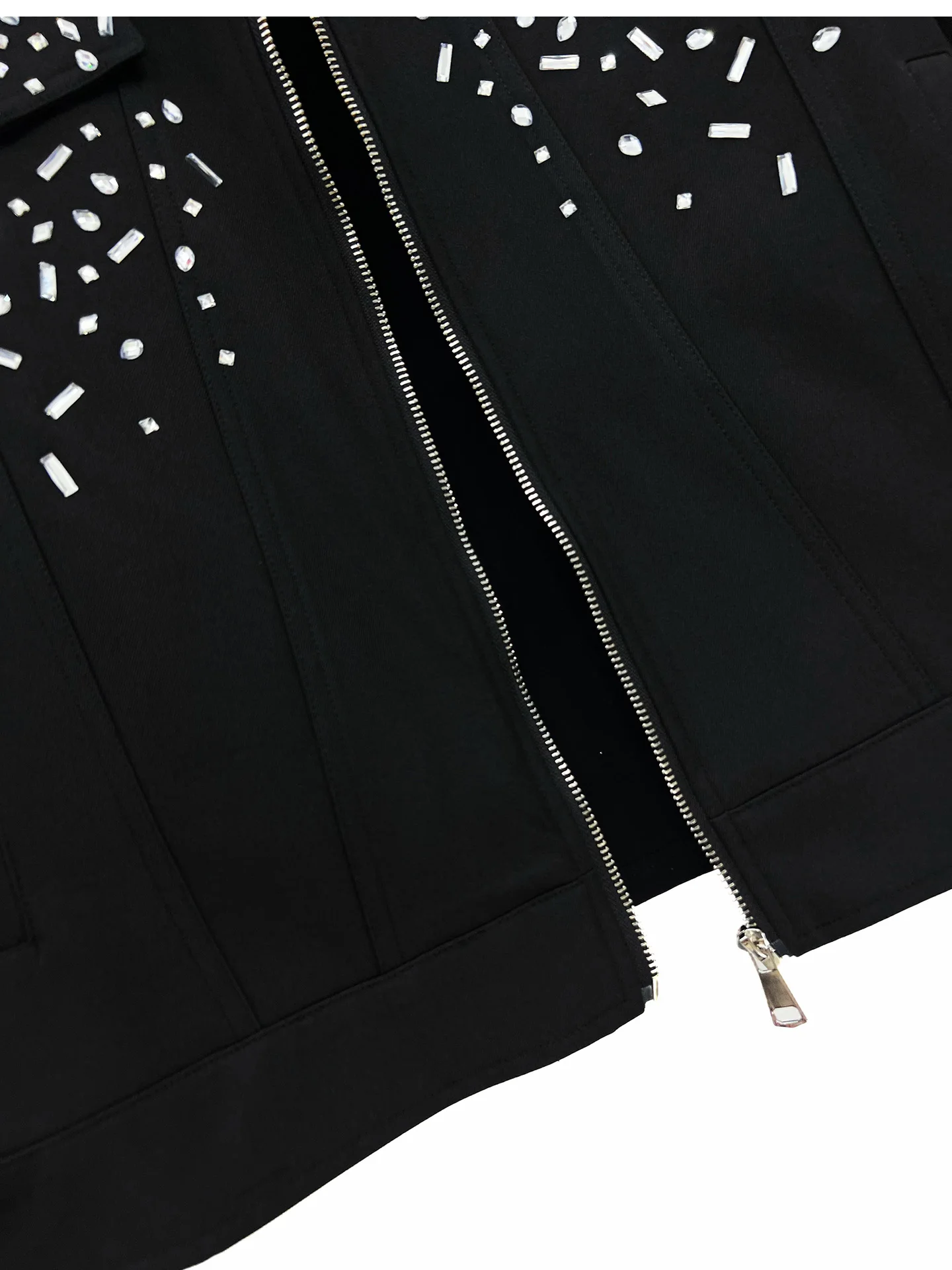 2025 New Black Trendy Heavy Rhinestone Jacket Fashionable High-end Design Casual Loose Turn-down Collar Coat for Men