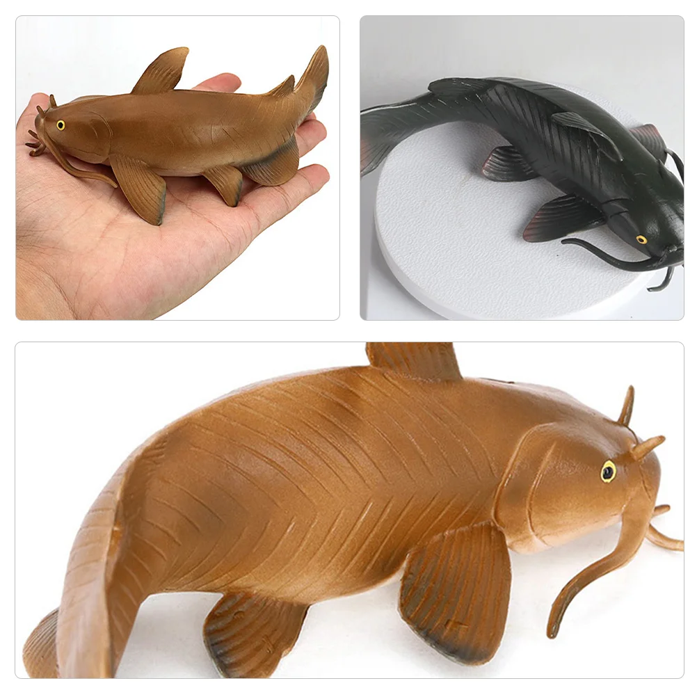 2 Pcs Simulated Catfish Model Ocean Figure Fake Animal Simulation Realistic Figurines Pvc Child