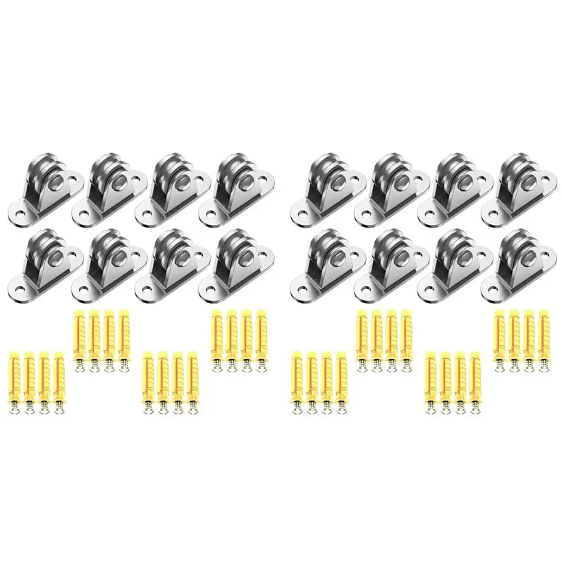 AT05-Carbon Steel Pulley Block, Small Pulley Block Silent Pulley, Material Handling And DIY Kits Moving, 16PCS