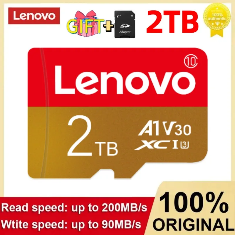 Lenovo-micro sdカード,電話用,100% オリジナル,ミニメモリカード,カメラとpc,クラス10,フラッシュtfカード,128GB, 512GB, 1テラバイト,2テラバイト