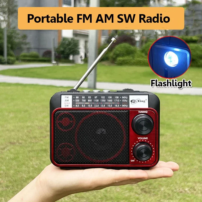 Портативный мини-радиоприемник FM AM SW с солнечной зарядкой, беспроводной Bluetooth-динамик со светодиодным фонариком, поддержка TF-карт, USB
