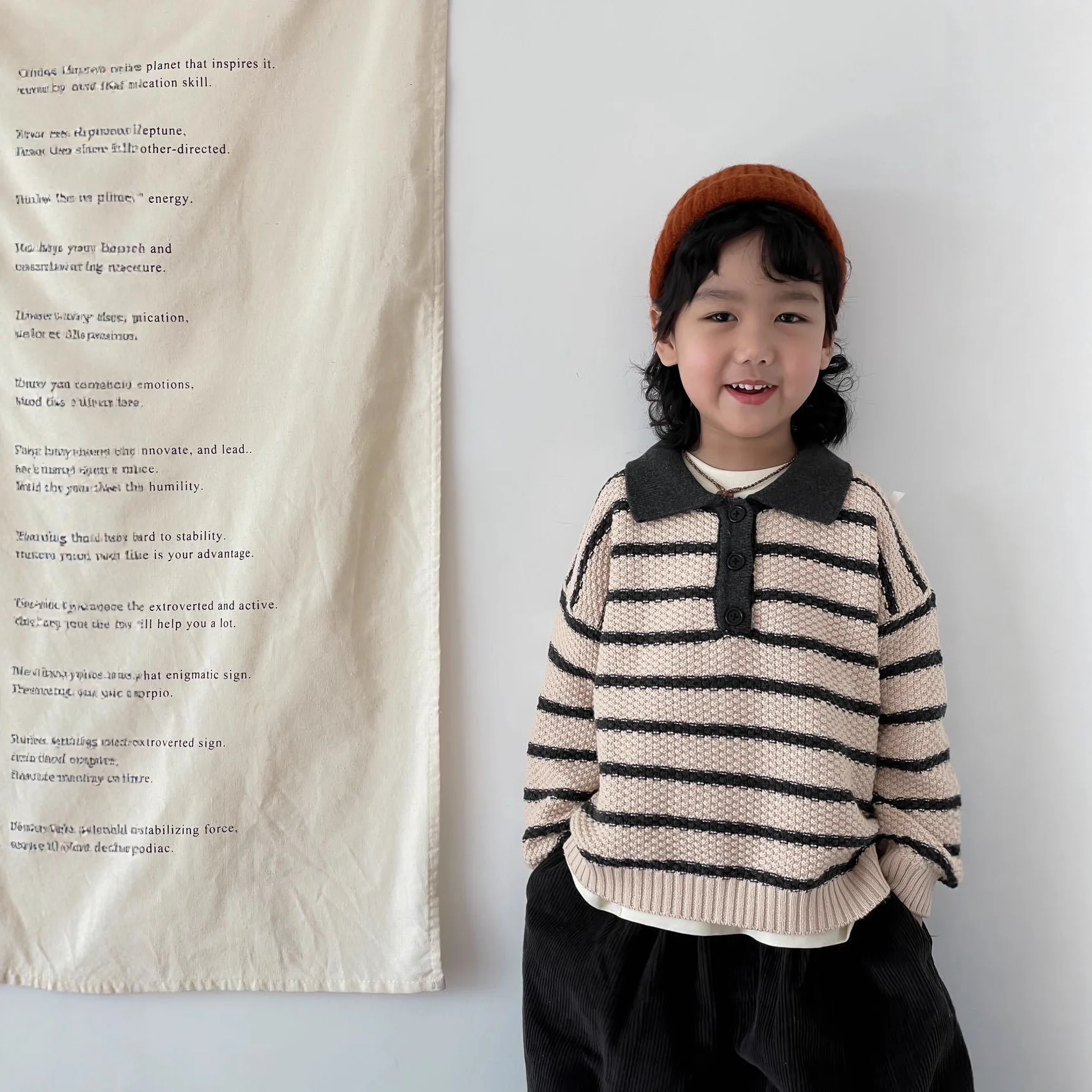 

Детский мягкий вязаный свитер с полосатым воротником, свитер в корейском стиле для мальчиков и девочек, свободная и модная детская одежда для малышей