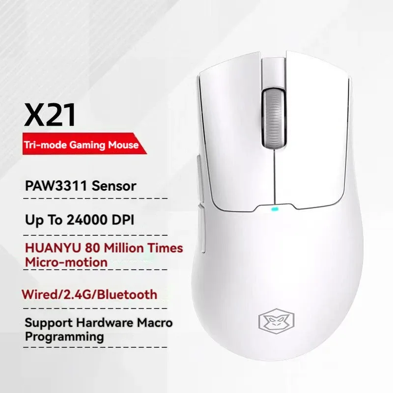 

Tri-mode Wireless Lightweight Mouse for Gaming, Medium and Large Hand, PAW3311 Sensor, 1000Hz Return Rate, 24000DPI, 300mAh