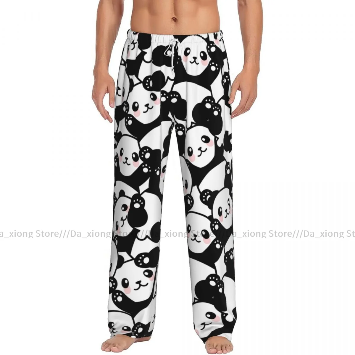 Cute Cartoon Panda Mens Pajamas Pyjamas Pants Lounge Pants Sleep Bottoms