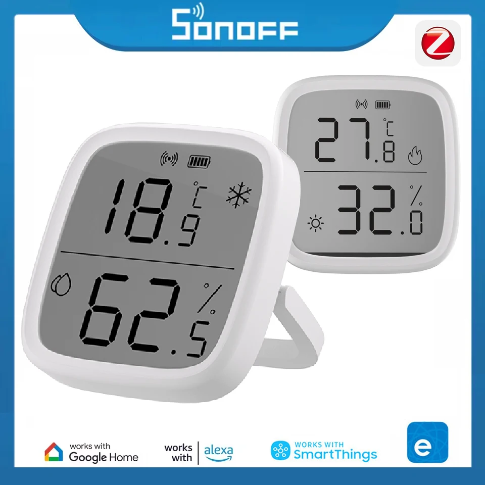 

SONOFF SNZB-02D Датчик температуры и влажности Zigbee, ЖК-экран, нужен концентратор шлюза Zigbee 3,0, Alexa Google Assistant Smartthings