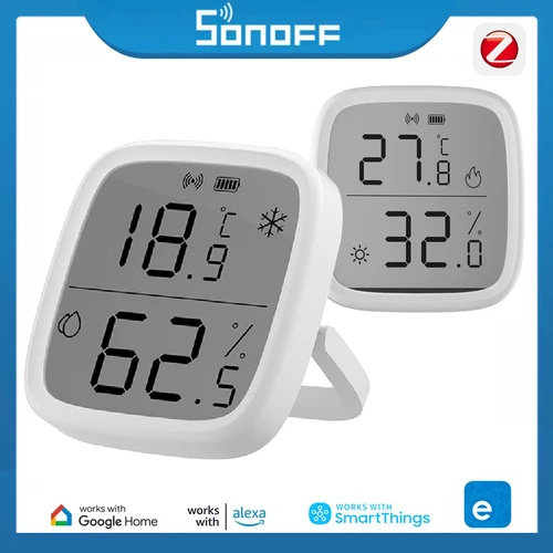 Imagen 1 del producto SONOFF SNZB-02D Zigbee Sensor de temperatura y humedad pantalla LCD necesita Zigbee 3,0 Hub de enlace Alexa asistente de Google Smartthings