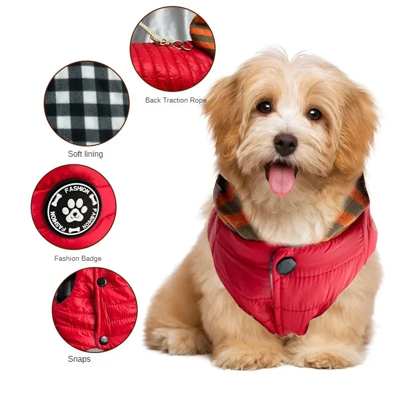 

Autumn and winter pet cotton vest casual striped hat warm windproof dog and cat clothes Teddy fight Pomeranian