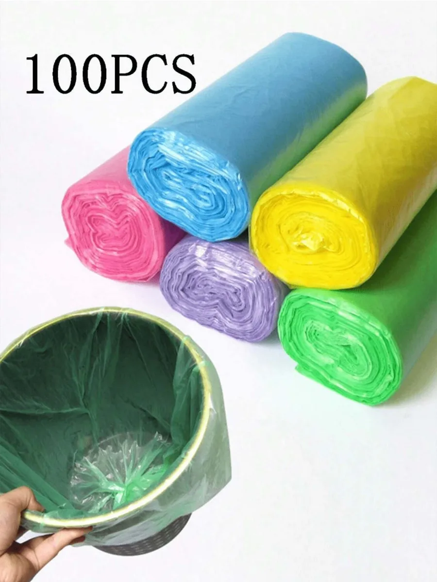 5rolls/pack Multiple Colors Portable Plain Garbage Trash Bag Garbage Can Liners For Bathroom Restroom Bedroom Office Toilet