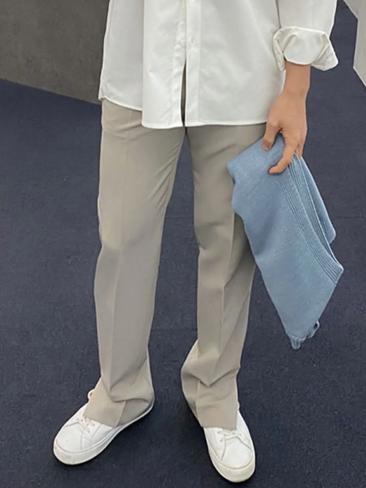 

Мужские летние тонкие брюки с эластичным поясом, широкие, свободные, прямого кроя, в западном стиле, модные длинные брюки с разрезами