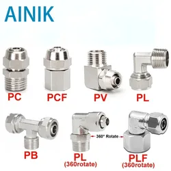 Copper Pneumatic Fittings Air Fitting OD 4 6 8 10 12 mm Thread 1/8 3/8 1/2