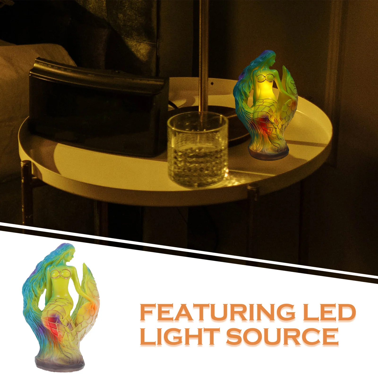 

Mermaid Shape Desk Led Bedside Light Resin Nightstand Ambient Lighting Modern Table Lamp For Bedroom Decor Unique Aesthetic