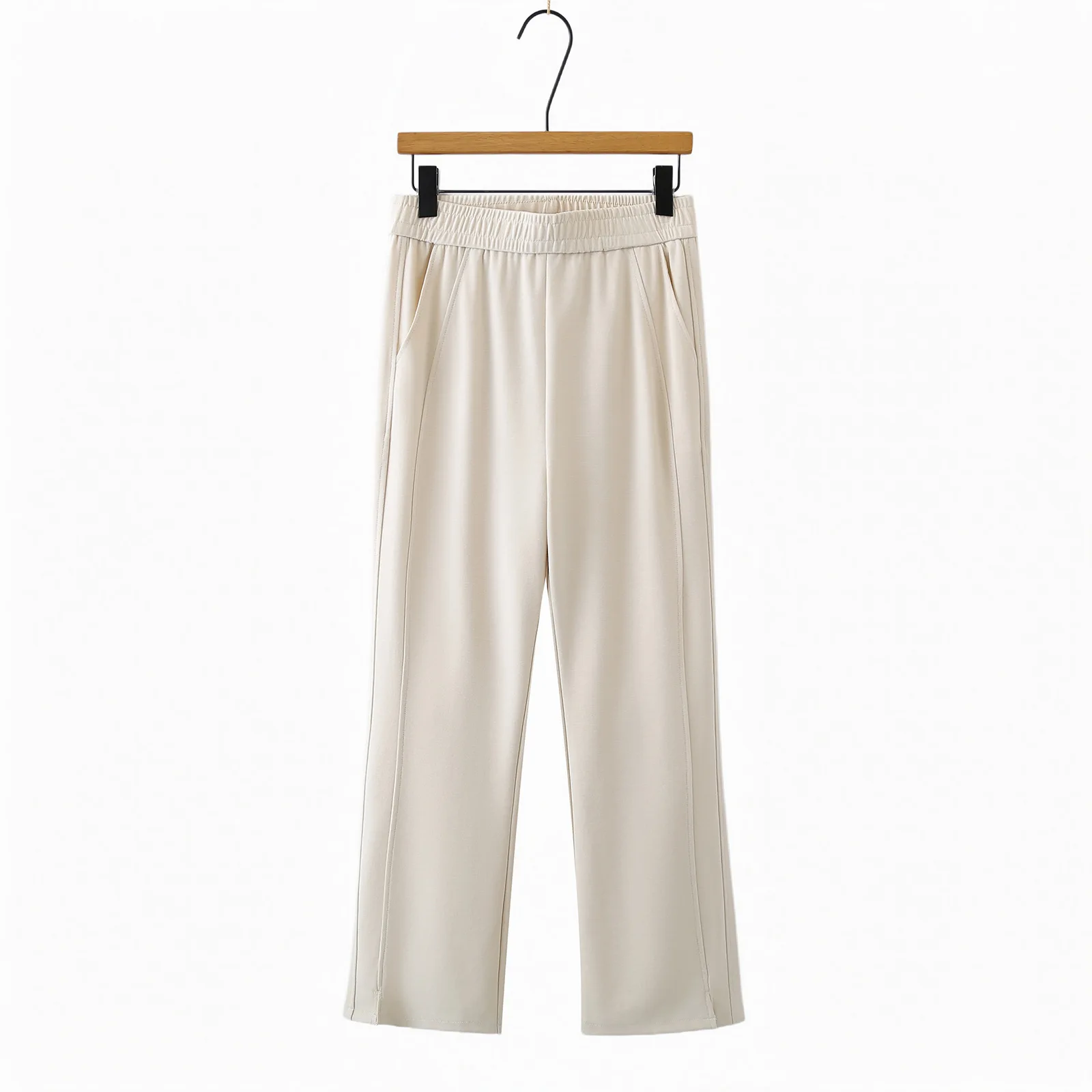 

Брюки-клеш больших размеров для пышных женщин, весна-лето 2026, с эластичным поясом, разрезом по низу, укороченные, модель 5018