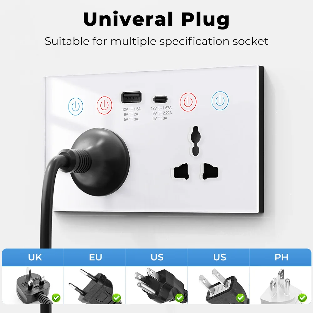 Tuya WiFi Smart Socket USB+Type-C 15W Wall Socket Universal Plug Outlet Power Monitor Timer Switch Work with Alexa Google Home - view 5