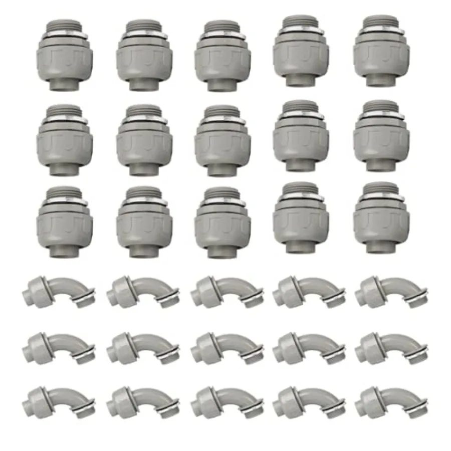 

Conduit Connectors, Liquid Tight Connector NPT Non-Metallic for PVC Electrical Flexible Conduit Fittings, 5 Straight and 5 Angl