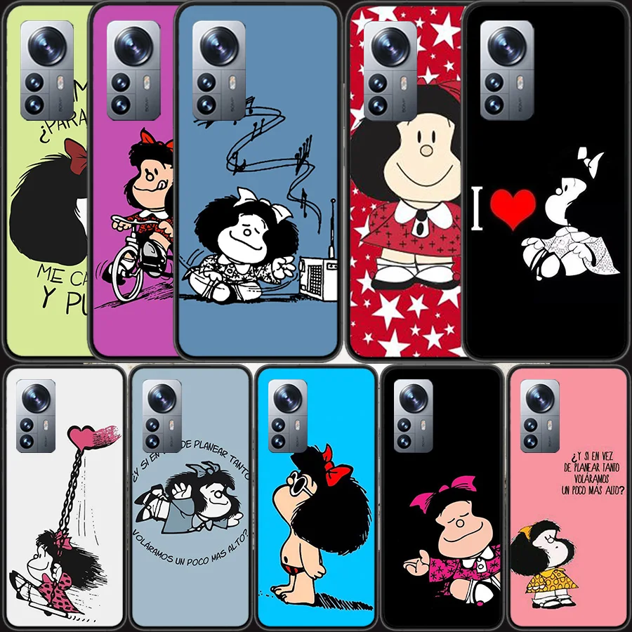 Funda de teléfono de dibujos animados Mafalda para Xiaomi 14 F7 Ultra Mi 15 Poco M6 M5S F6 F5 F3 X7 X6 X5 X3 11T 10T Pro 11 Lite funda TPU Sof