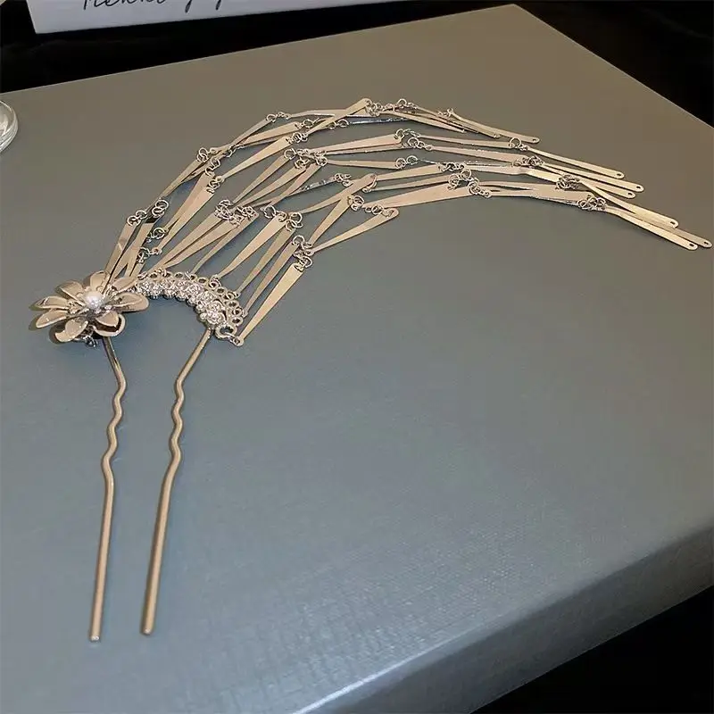 

Shiny Silver Miao Hair Accessory Tassel Headdress For Kimono Cosplay Vintage Retro Hair Ornament Hairpin Studio Photography
