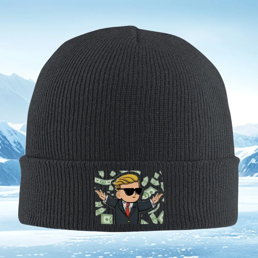 2026 Money fly man business sunglasses red tie Men Women Unisex Knitted Hat Beanie Pullover Cap Winter Thermal Warm Christmas Ou