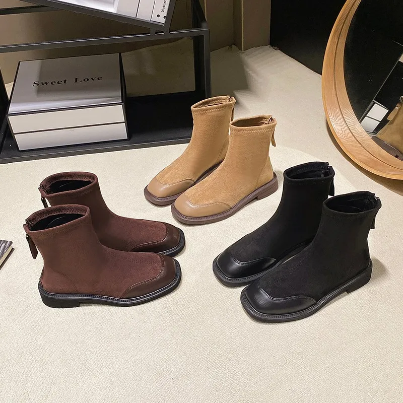 

2025 Winter New Retro Short Boots Slim Boots Versatile Boots Women Thick Sole Casual Women Boots