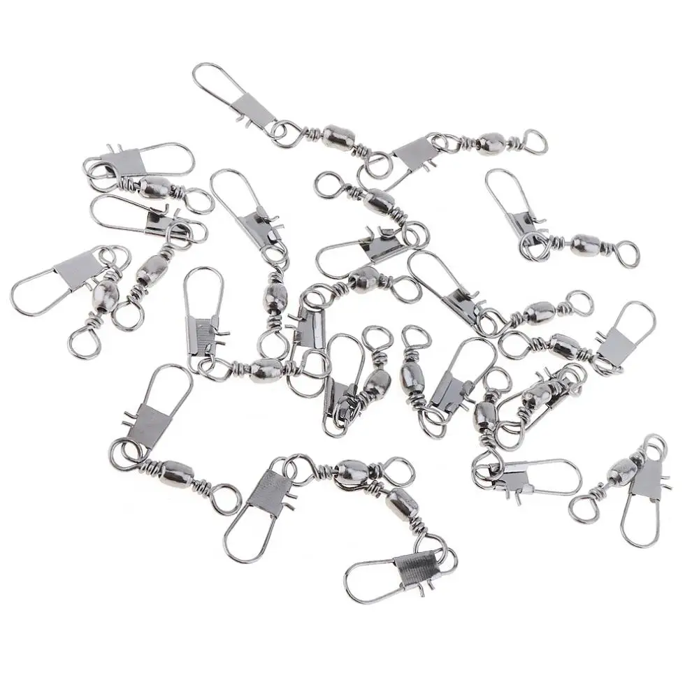 

50pcs 10# Mixture Stainless Steel Fishing Swivel Snap Ball Bearing Lock Rolling Swivel Fishhook Connector