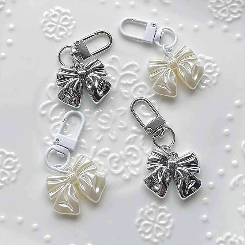 1PC Vintage Bowknot Keyring Simple Style Y2K Bow Keychain Fashion Bag Pendant Backpack Hanging DIY Accessories