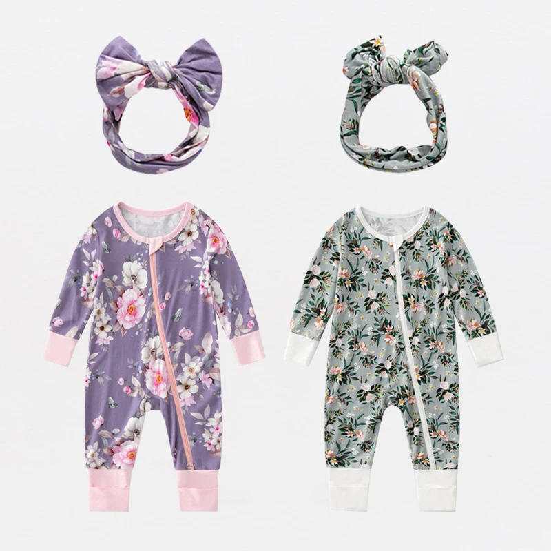 Bamboo Fiber Baby Zippered Romper Printed Baby Boy Girl Clothes Newborn One-piece Bodysuit Soft Baby Onesie Bamboo Baby Clothing