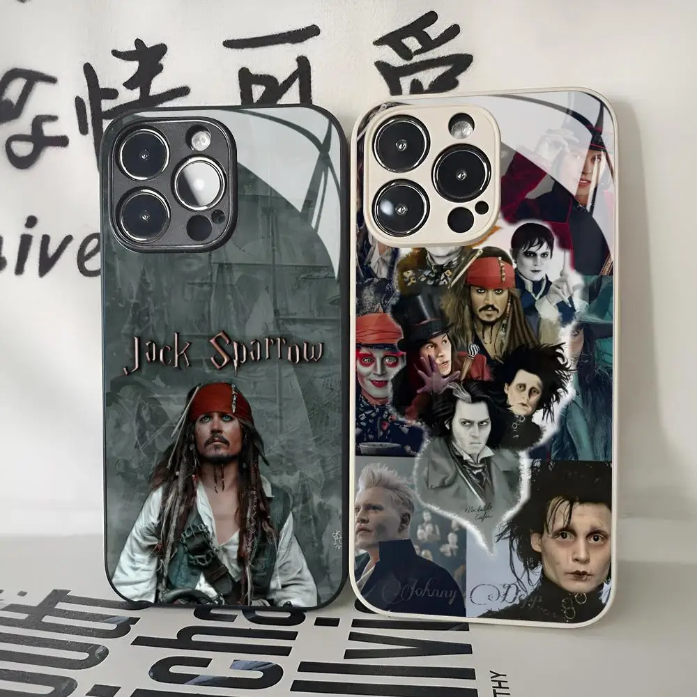 Johnny Depp Character Collage Phone Case for Iphone 16 15 14 12 11 13 Pro Max Mini X Xr Xs Se 8 Puls glass Cover