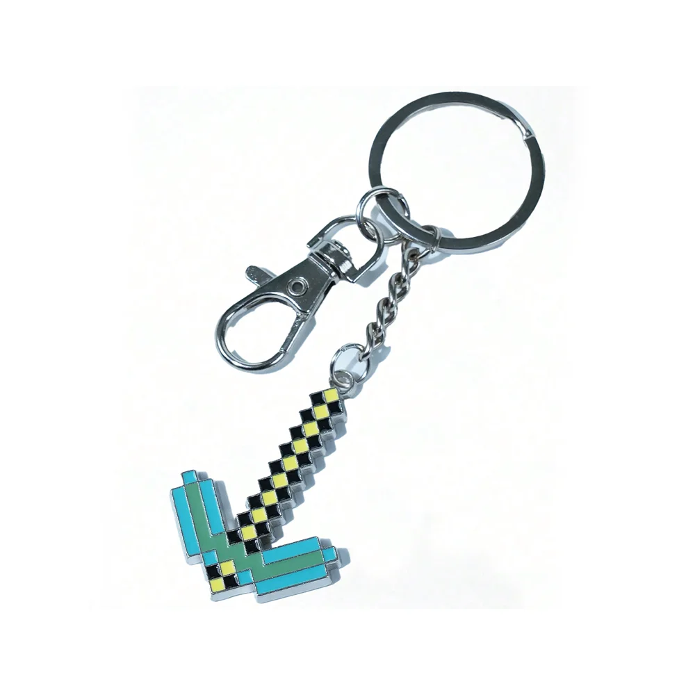 Llavero con Figura 3D de Minecraft Oficialmente Licenciada, Clip para Bolsa, Figura de Anime, Espada de Diamante, Coleccionable de Anime, para Mochila Kering
