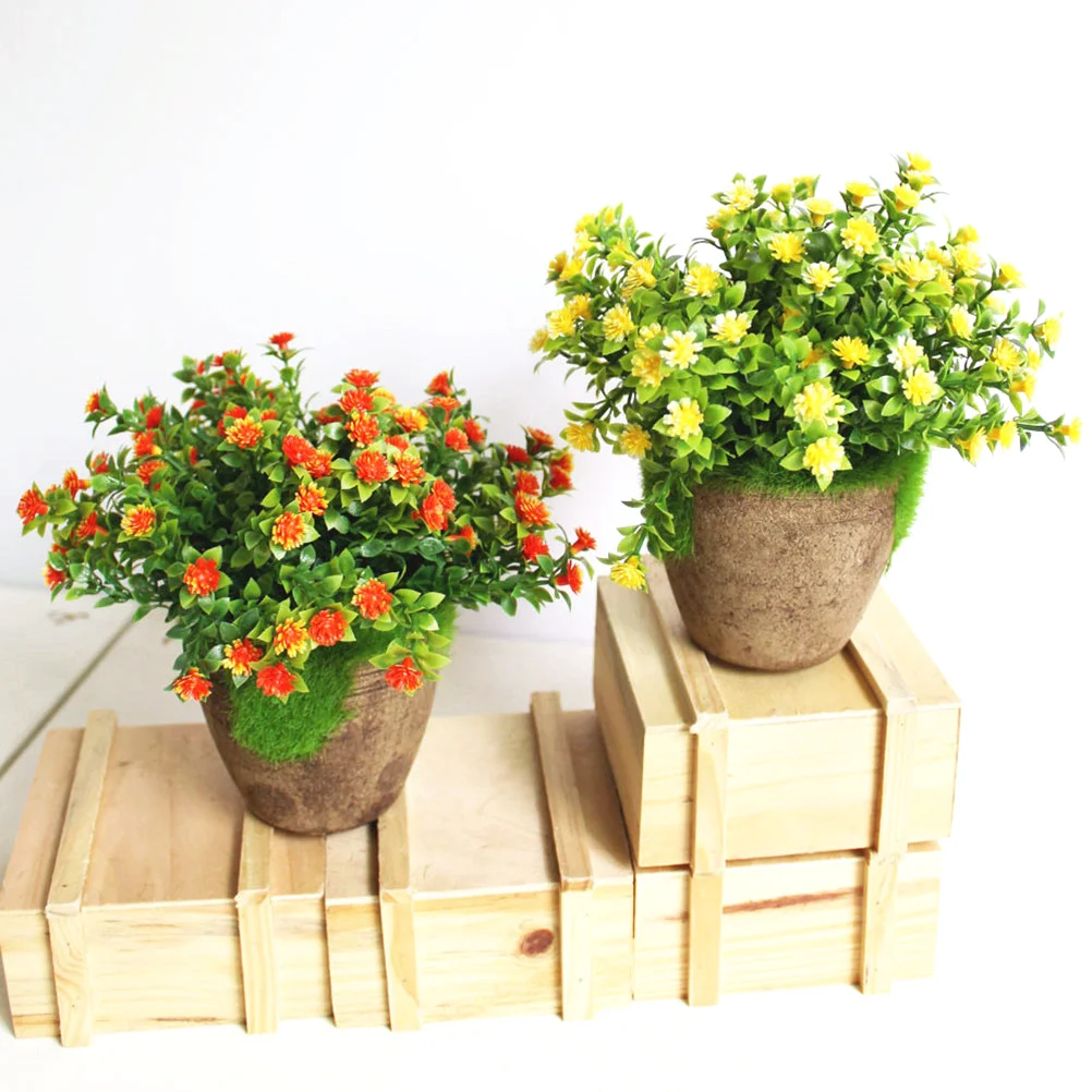 

Artificial Plants Simulated Plant Decorative Bonsai Plastic Flower for Home Decoration (Orange) small plants for decoration