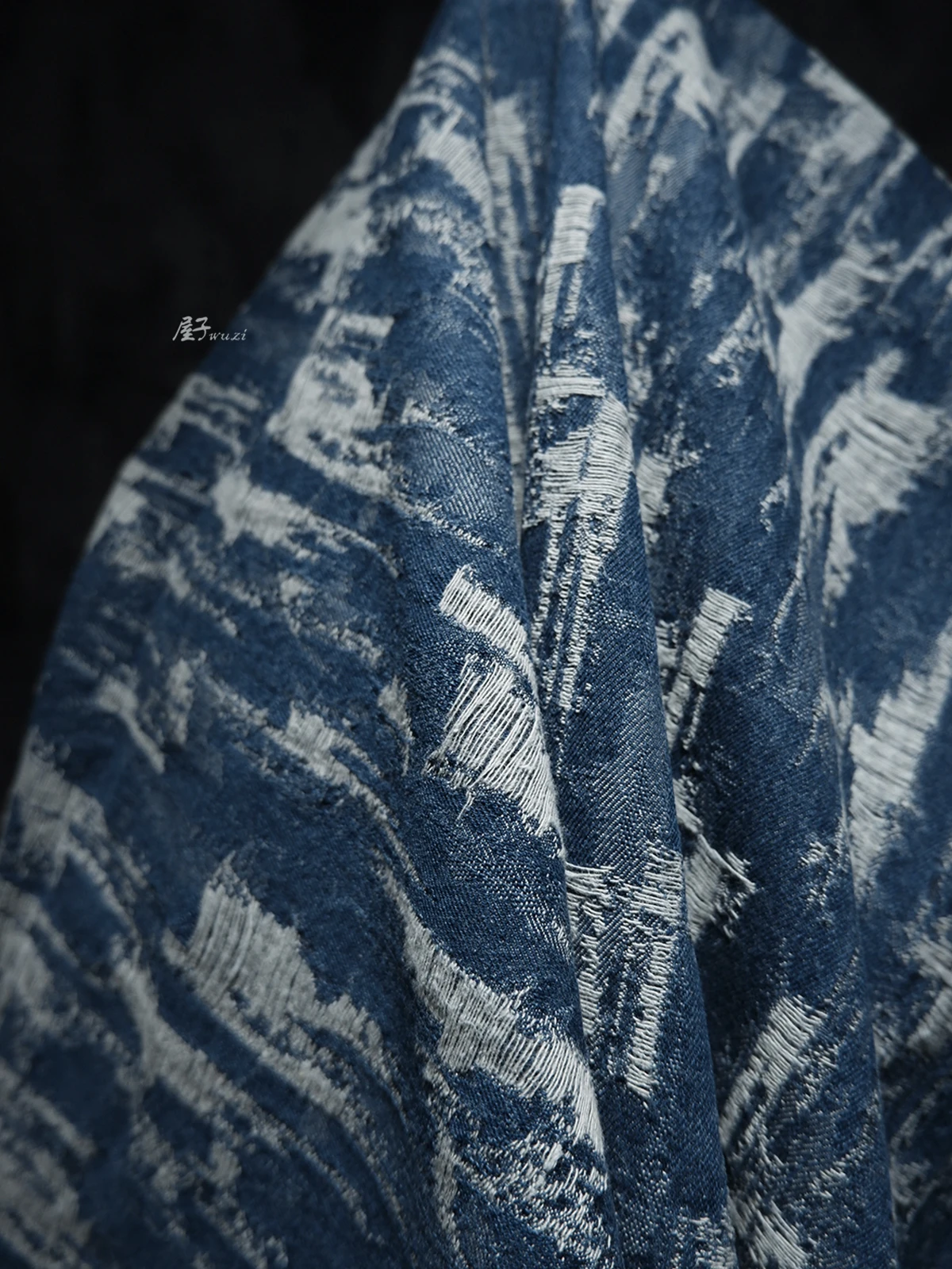 Worn Hollow-out Distressed Jacquard Denim Fabric Washed Pants Coat Clothing Designer Sewing Fabric