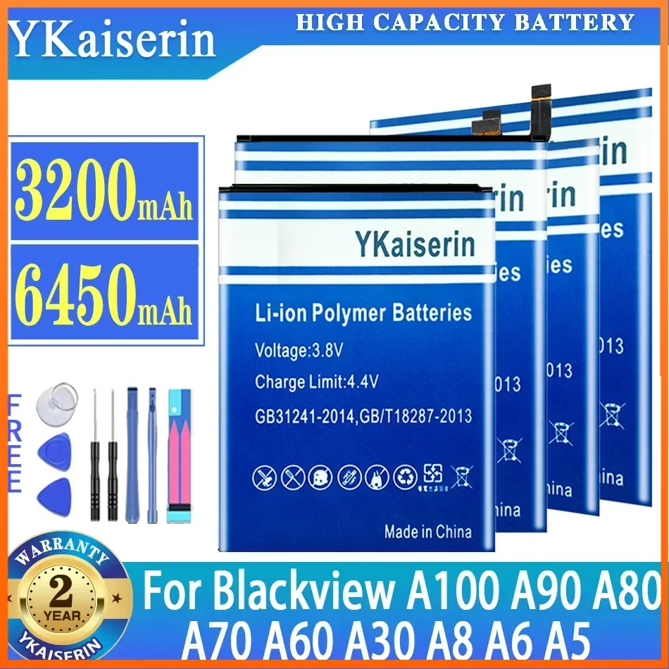 Аккумулятор ykaisin для Blackview A5, A6, A8, A30, A60, A70, A80, A90, A100, Li426483PUJLY, Li426587HTT, DK019, аккумулятор + бесплатные инструменты, гарантия
