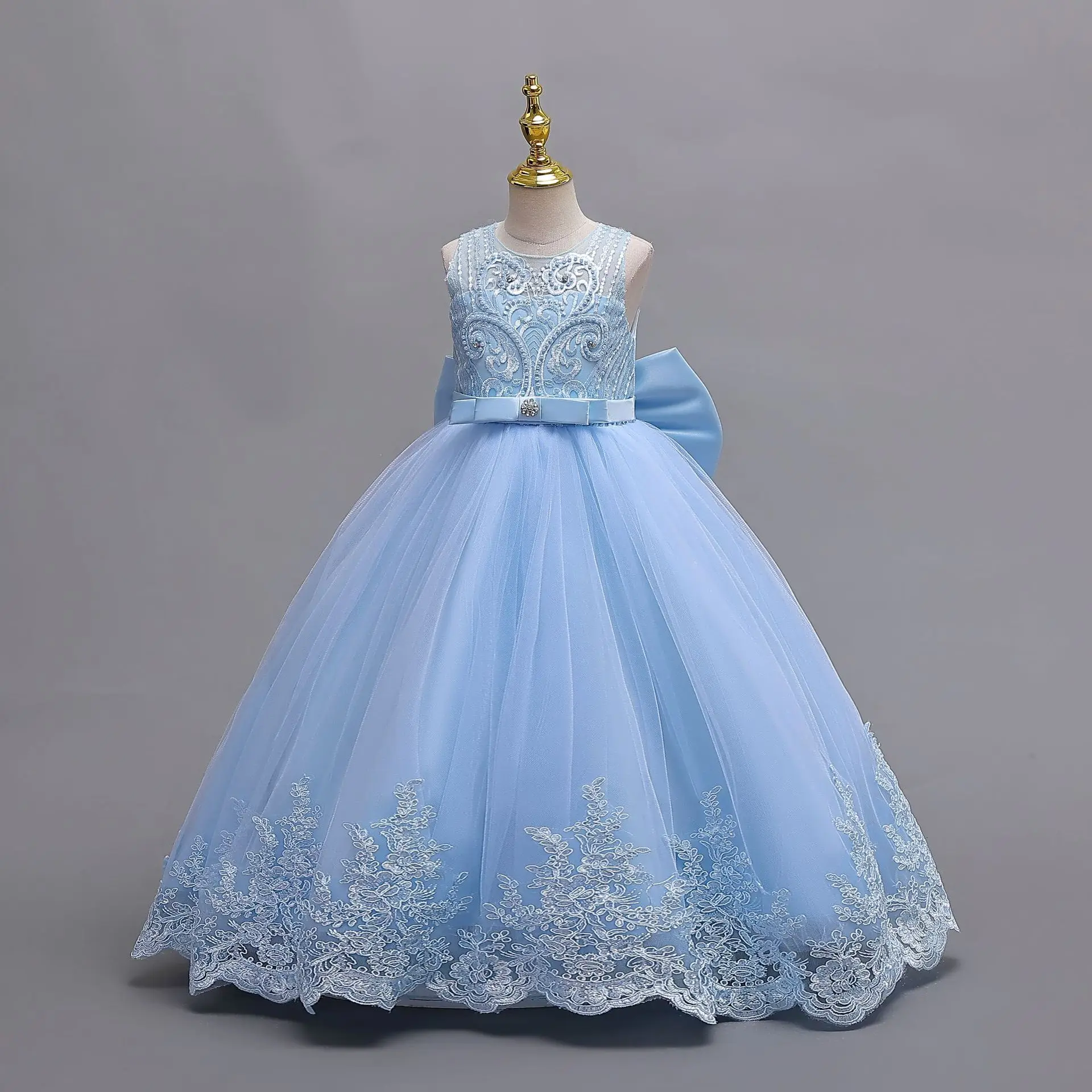 4-12 Jahre Altes Mädchen Elegantes Kleid Transparentes Festliches Geburtstags-Prinzessinnenkleid Langes Karnevals-Abendkleid Sommerkleidung – Detail 17