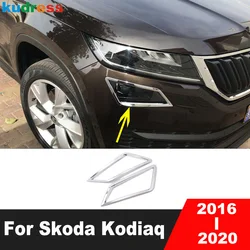Car Front Fog Light Lamp Cover Trim For Skoda Kodiaq 2016 2017 2018 2019 2020 Chrome Front Foglights Bezel Trim Accessories