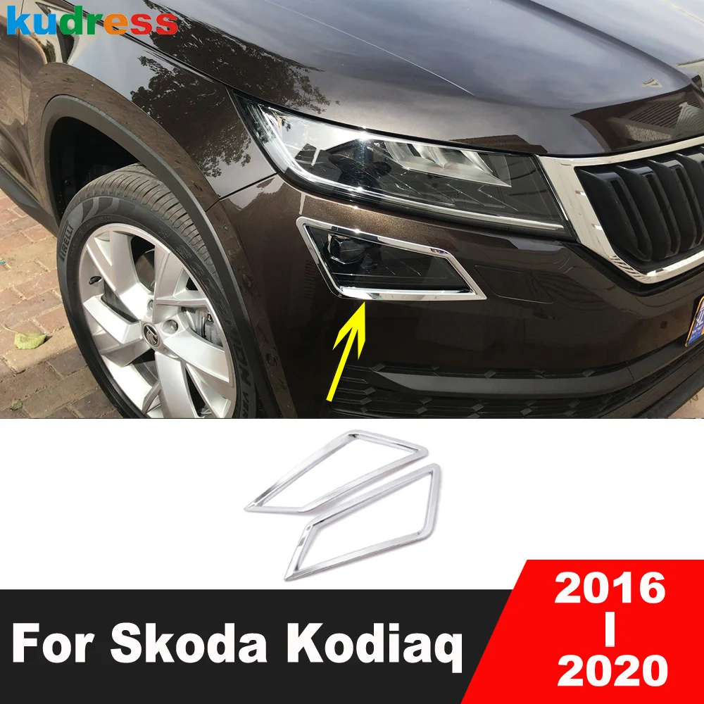 Przednie światło przeciwmgłowe samochodu osłona lampy do skody Kodiaq 2016 2017 2018 2019 2020 chromowane przednie światła wykończenie ramek akcesoria