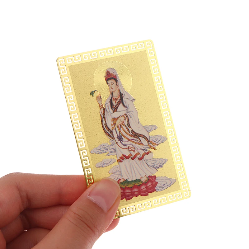 Nanwu Guanyin Bodhisattva Buddha Card Heart Sutra Brass Buddha Card Peace Amulet Card Buddhist Gold Card Luck Blessing